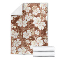 Brown Bula Fiji Masi Hibiscus Seamless Blanket