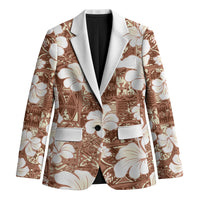 Brown Bula Fiji Masi Hibiscus Seamless Blazer