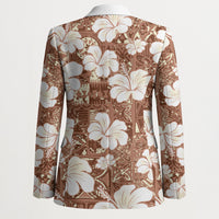 Brown Bula Fiji Masi Hibiscus Seamless Blazer
