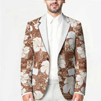 Brown Bula Fiji Masi Hibiscus Seamless Blazer