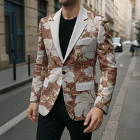 Brown Bula Fiji Masi Hibiscus Seamless Blazer