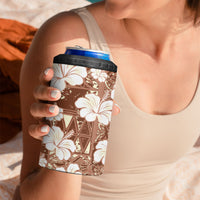 Brown Bula Fiji Masi Hibiscus Seamless 4 in 1 Can Cooler Tumbler