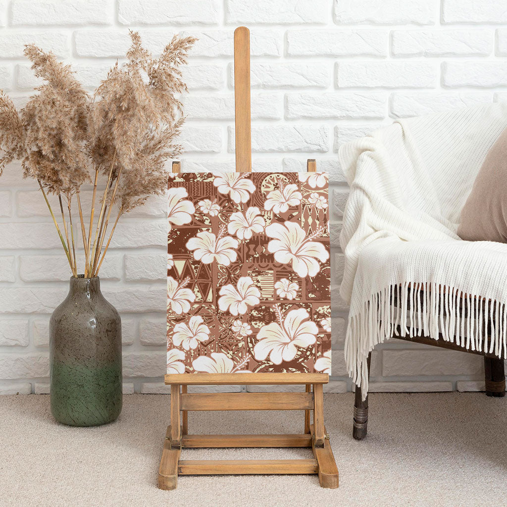 Brown Bula Fiji Masi Hibiscus Seamless Canvas Wall Art