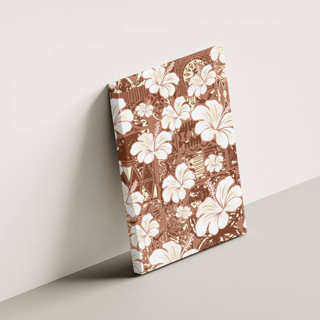 Brown Bula Fiji Masi Hibiscus Seamless Canvas Wall Art