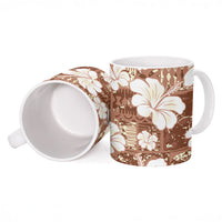 Brown Bula Fiji Masi Hibiscus Seamless Ceramic Mug