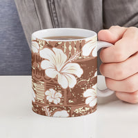 Brown Bula Fiji Masi Hibiscus Seamless Ceramic Mug