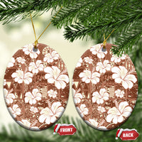 Brown Bula Fiji Masi Hibiscus Seamless Ceramic Ornament
