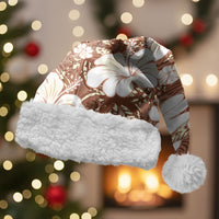 Brown Bula Fiji Masi Hibiscus Seamless Christmas Santa Hat