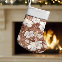 Brown Bula Fiji Masi Hibiscus Seamless Christmas Stocking