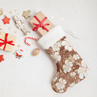 Brown Bula Fiji Masi Hibiscus Seamless Christmas Stocking