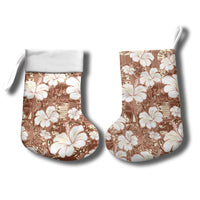 Brown Bula Fiji Masi Hibiscus Seamless Christmas Stocking