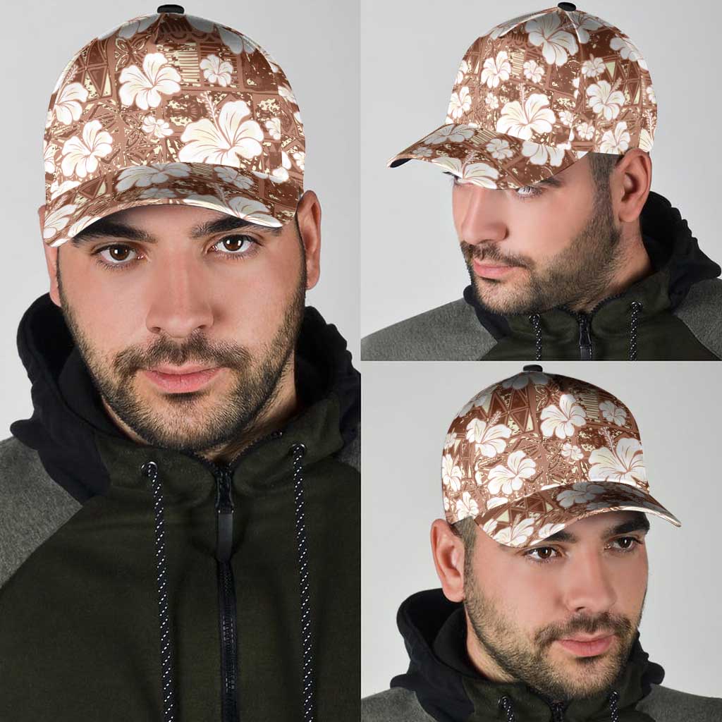 Brown Bula Fiji Masi Hibiscus Seamless Classic Cap