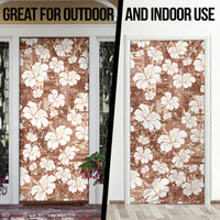 Brown Bula Fiji Masi Hibiscus Seamless Door Cover