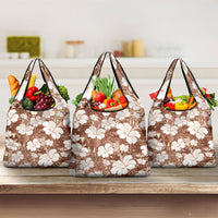 Brown Bula Fiji Masi Hibiscus Seamless Grocery Bag
