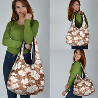 Brown Bula Fiji Masi Hibiscus Seamless Grocery Bag