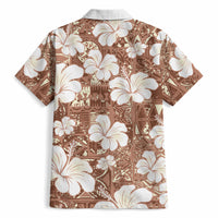 Brown Bula Fiji Masi Hibiscus Seamless Hawaiian Shirt