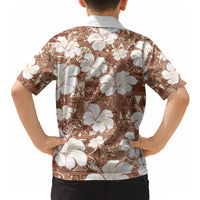 Brown Bula Fiji Masi Hibiscus Seamless Hawaiian Shirt