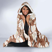 Brown Bula Fiji Masi Hibiscus Seamless Hooded Blanket