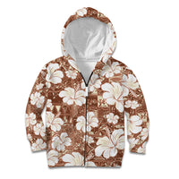 Brown Bula Fiji Masi Hibiscus Seamless Kid Hoodie