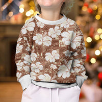 Brown Bula Fiji Masi Hibiscus Seamless Kid Ugly Christmas Sweater
