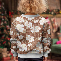 Brown Bula Fiji Masi Hibiscus Seamless Kid Ugly Christmas Sweater