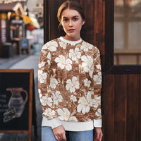 Brown Bula Fiji Masi Hibiscus Seamless Ugly Christmas Sweater