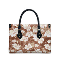Brown Bula Fiji Masi Hibiscus Seamless Leather Bag