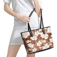 Brown Bula Fiji Masi Hibiscus Seamless Leather Tote Bag