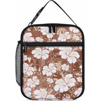 Brown Bula Fiji Masi Hibiscus Seamless Lunch Bag