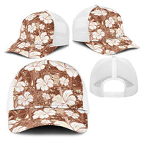 Brown Bula Fiji Masi Hibiscus Seamless Mesh Trucker Cap
