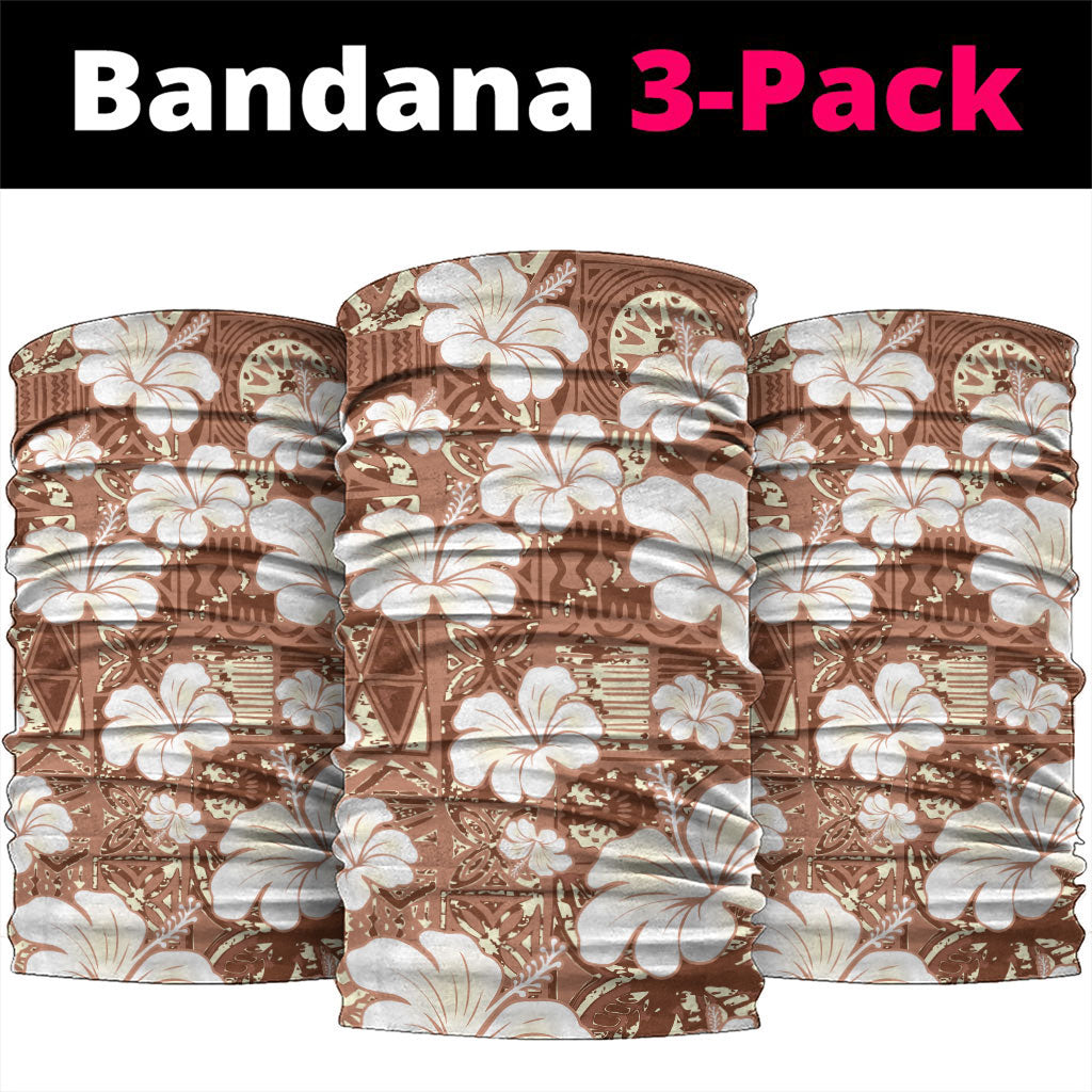 Brown Bula Fiji Masi Hibiscus Seamless Neck Gaiter