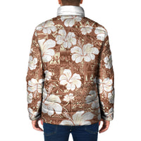 Brown Bula Fiji Masi Hibiscus Seamless Padded Jacket