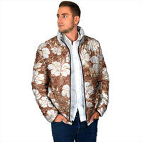 Brown Bula Fiji Masi Hibiscus Seamless Padded Jacket