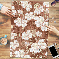 Brown Bula Fiji Masi Hibiscus Seamless Puzzle