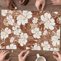 Brown Bula Fiji Masi Hibiscus Seamless Puzzle