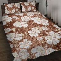 Brown Bula Fiji Masi Hibiscus Seamless Quilt Bed Set
