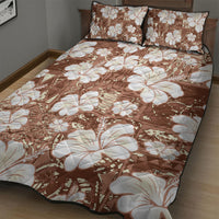 Brown Bula Fiji Masi Hibiscus Seamless Quilt Bed Set