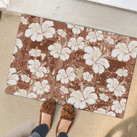 Brown Bula Fiji Masi Hibiscus Seamless Rubber Doormat