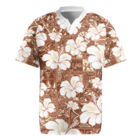 Brown Bula Fiji Masi Hibiscus Seamless Rugby Jersey