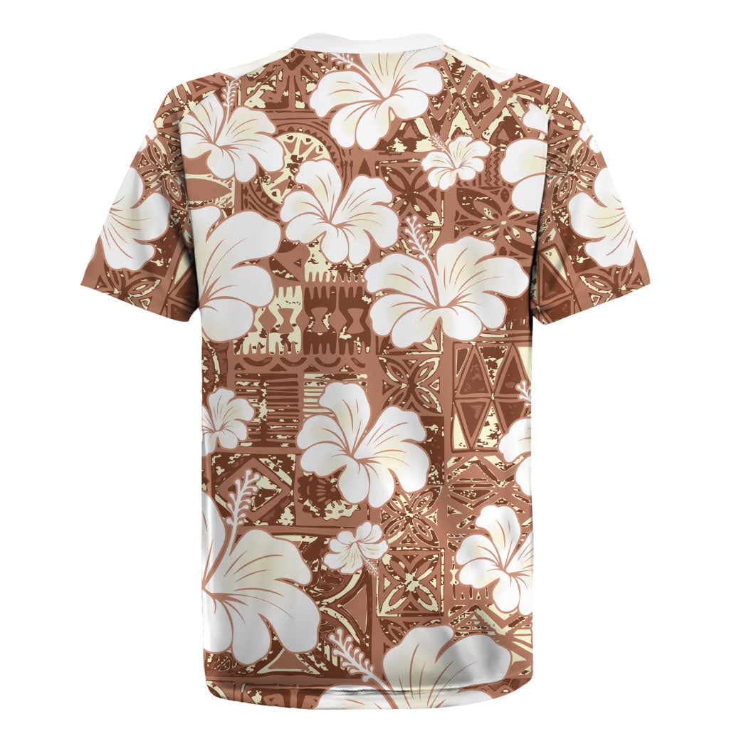 Brown Bula Fiji Masi Hibiscus Seamless Rugby Jersey