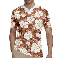 Brown Bula Fiji Masi Hibiscus Seamless Rugby Jersey
