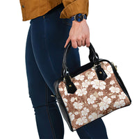 Brown Bula Fiji Masi Hibiscus Seamless Shoulder Handbag