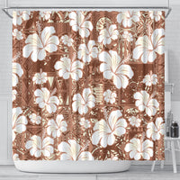 Brown Bula Fiji Masi Hibiscus Seamless Shower Curtain