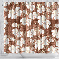 Brown Bula Fiji Masi Hibiscus Seamless Shower Curtain