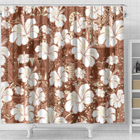 Brown Bula Fiji Masi Hibiscus Seamless Shower Curtain