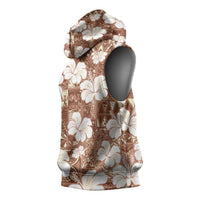 Brown Bula Fiji Masi Hibiscus Seamless Sleeveless Hoodie