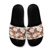 Brown Bula Fiji Masi Hibiscus Seamless Slide Sandals