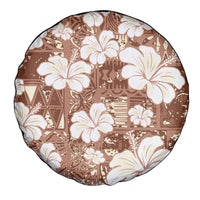 Brown Bula Fiji Masi Hibiscus Seamless Spare Tire Cover