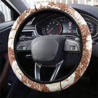 Brown Bula Fiji Masi Hibiscus Seamless Steering Wheel Cover