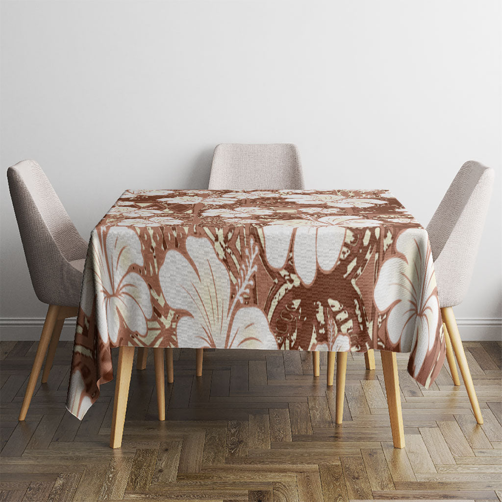 Brown Bula Fiji Masi Hibiscus Seamless Tablecloth